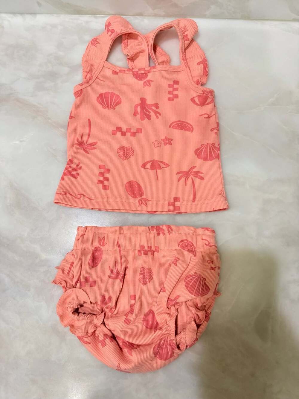 Carter's Child of Mine Baby Girl Coral Sea Creature Print 2-Piece Tank Top and B